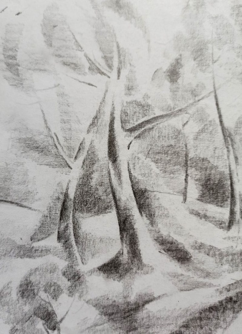 Abstract pencil painting Forest landscape Peter Tovpev - 2