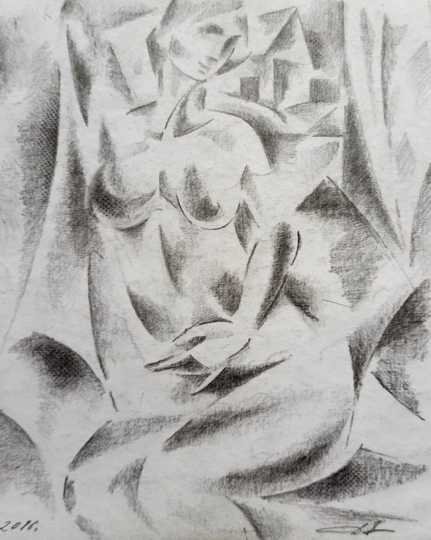 Abstract pencil painting Portrait of a naked girl Peter Tovpev: Title: Abstract pencil painting Portrait of a naked girl Peter Tovpev Description: NoDobr 546 *** ABOUT THIS PAINTING *** * TITLE: "Portrait of a naked girl" * ARTISTS: Peter Tovpev * SIZE: 21x16 cm/'