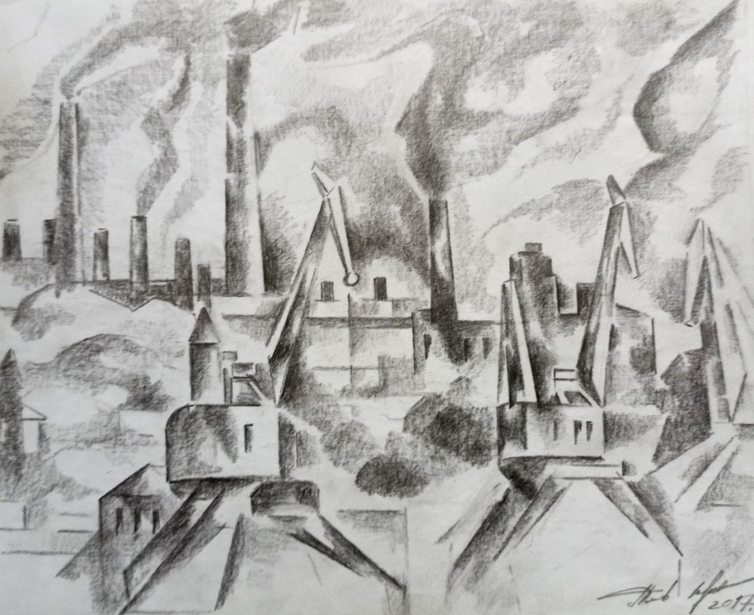 Pencil painting Industrial centre Peter Tovpev (1 of 4)