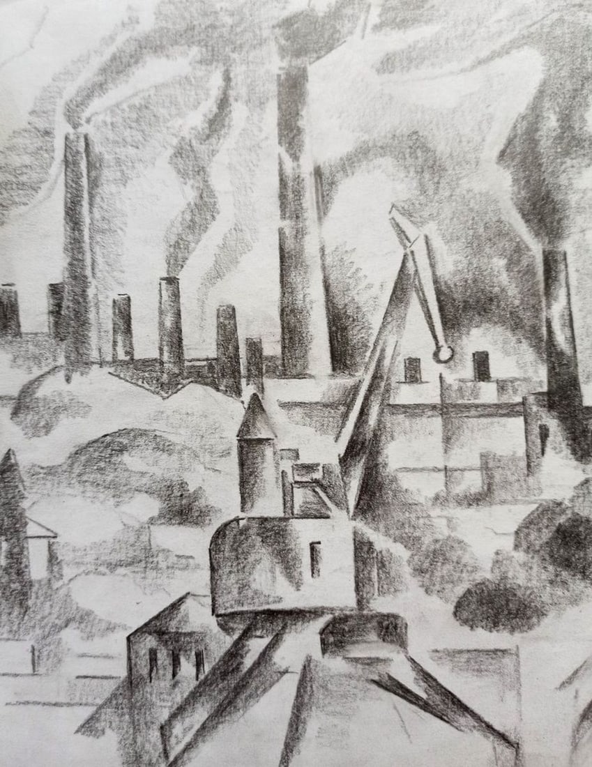 Pencil painting Industrial centre Peter Tovpev - 2