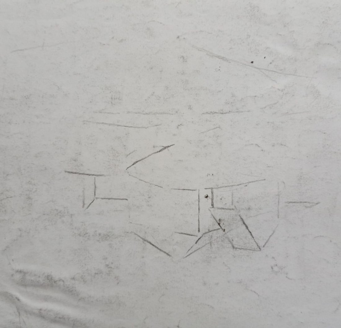 Abstract pencil painting Rural landscape Peter Tovpev - 4