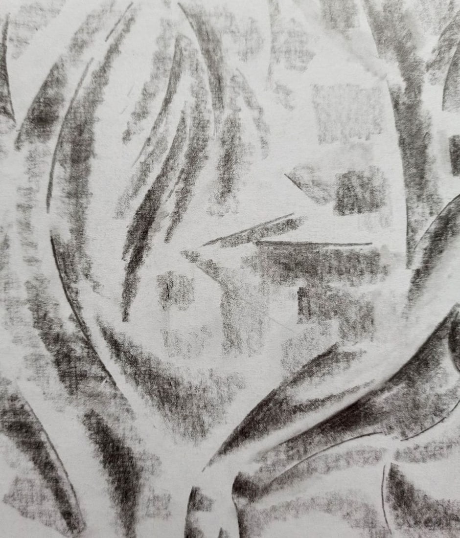 Abstract pencil painting Portrait of a naked girl Peter Tovpev - 2