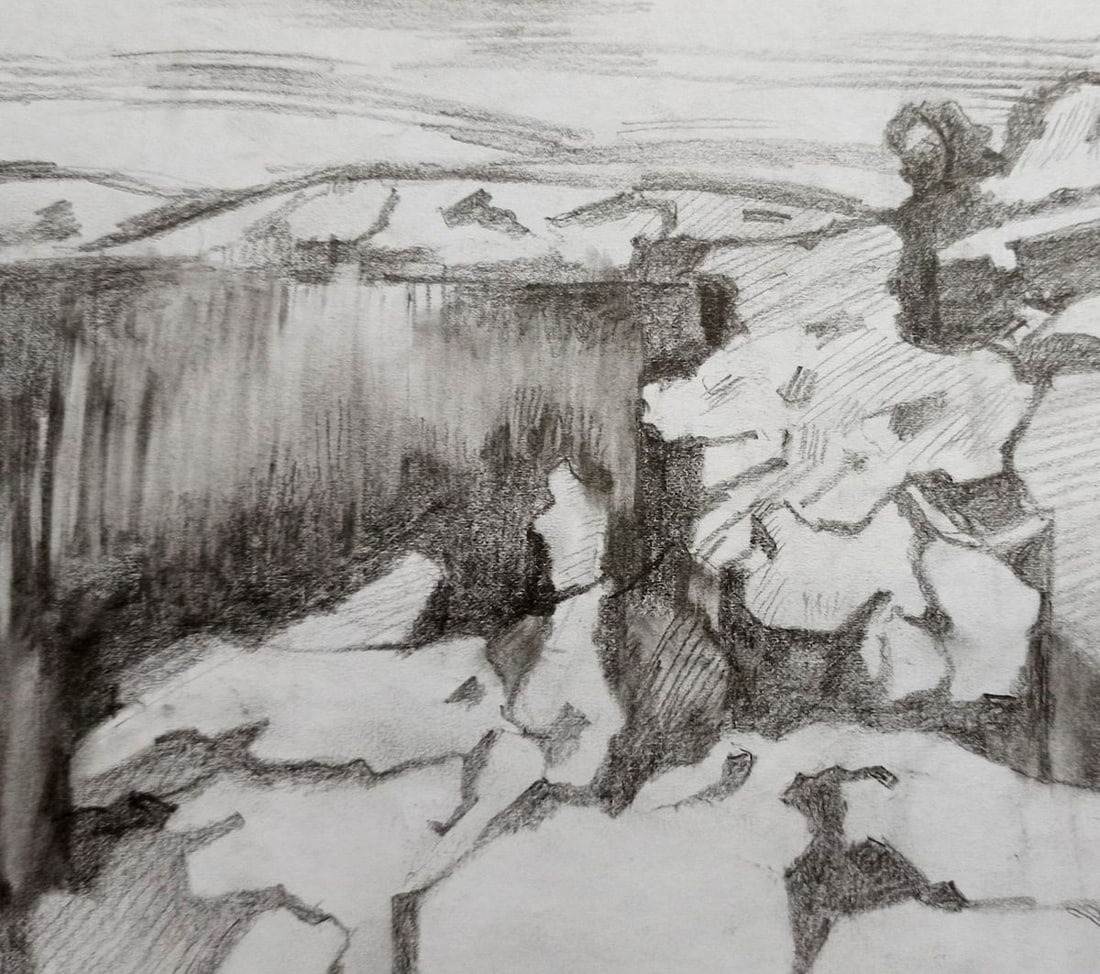 Abstract pencil painting Summer landscape Peter Tovpev (1 of 4)