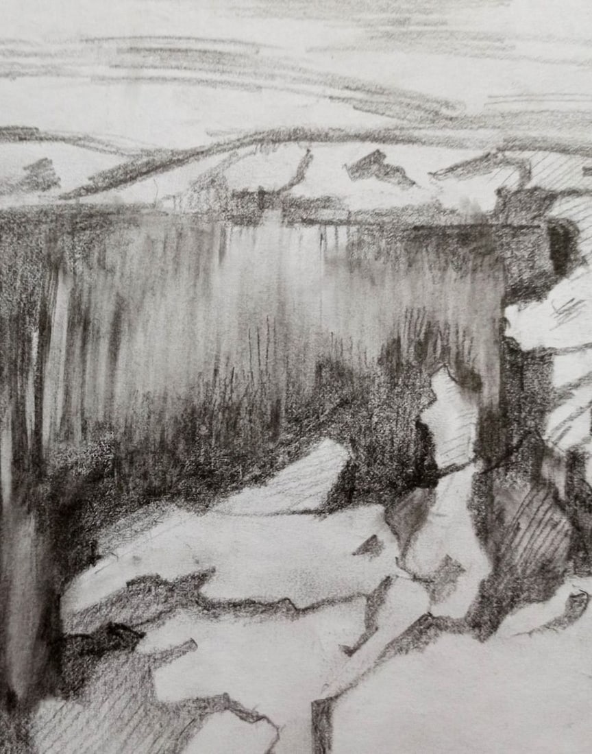 Abstract pencil painting Summer landscape Peter Tovpev - 2
