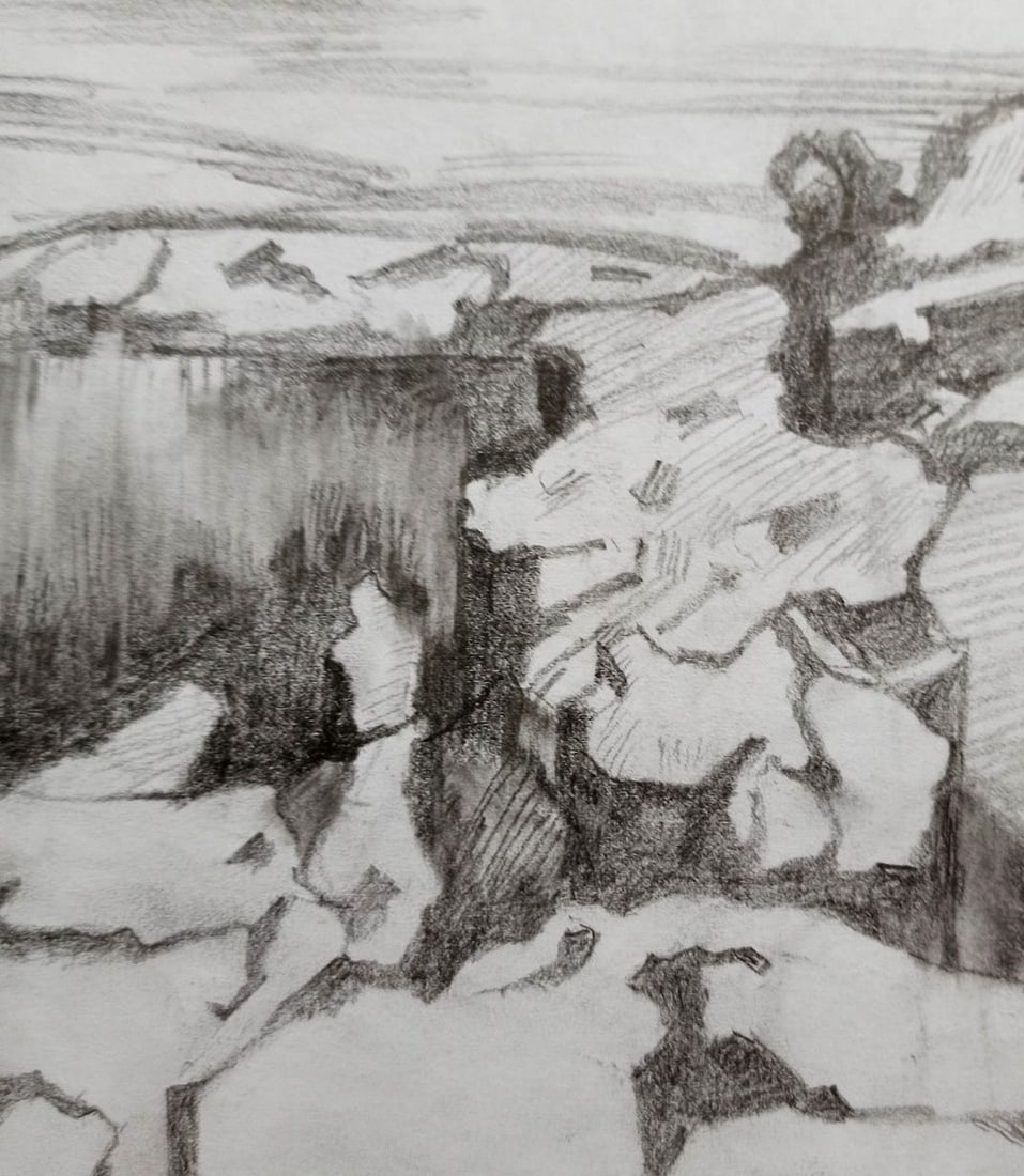 Abstract pencil painting Summer landscape Peter Tovpev - 3