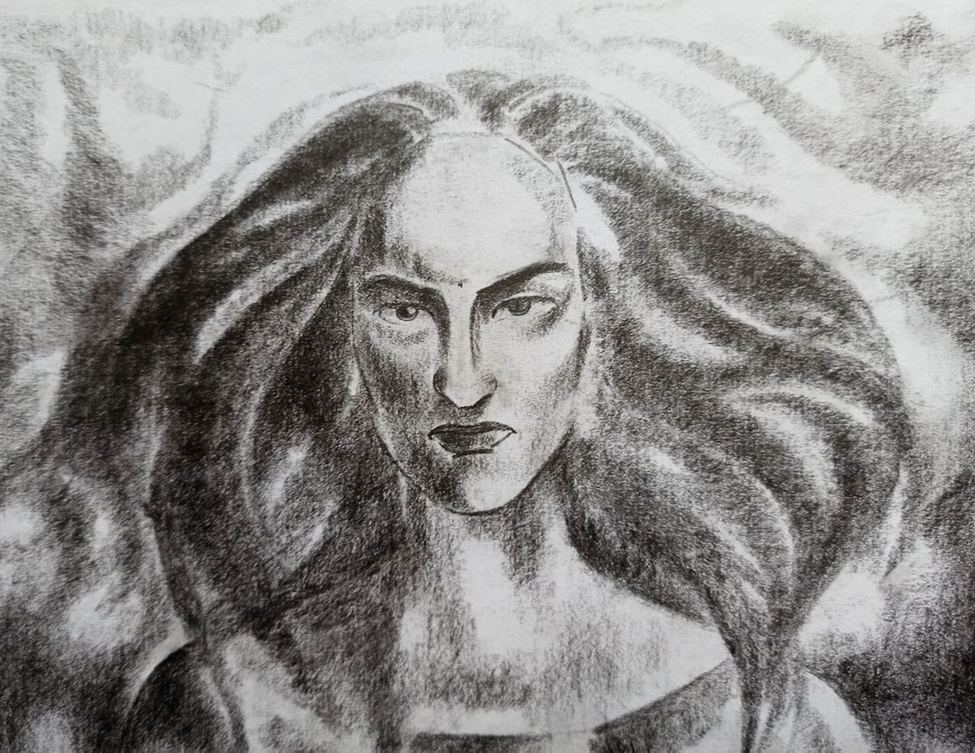 Abstract pencil painting Portrait of a girl Peter Tovpev - 2