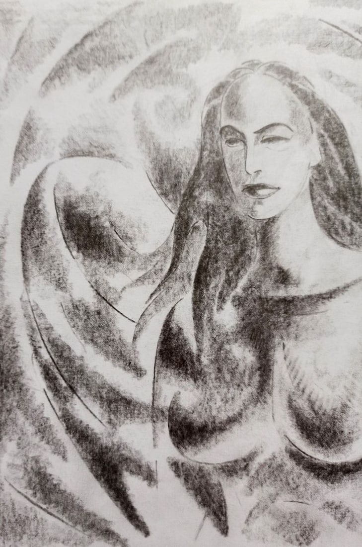 Abstract pencil painting Valkyrie Peter Tovpev - 2