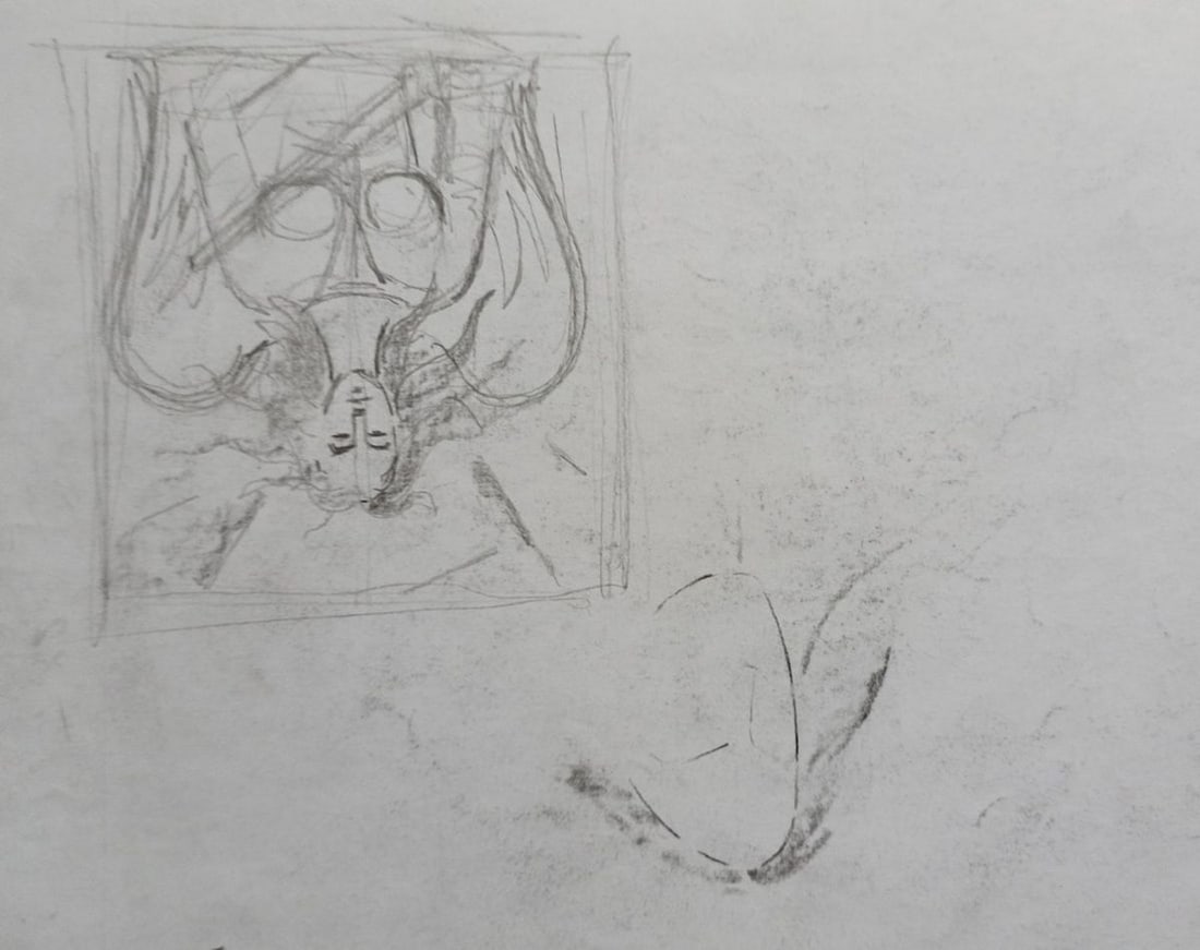 Abstract pencil painting Valkyrie Peter Tovpev - 4