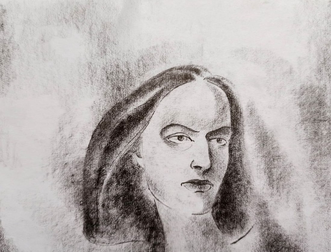 Abstract pencil painting Portrait of a girl Peter Tovpev - 2