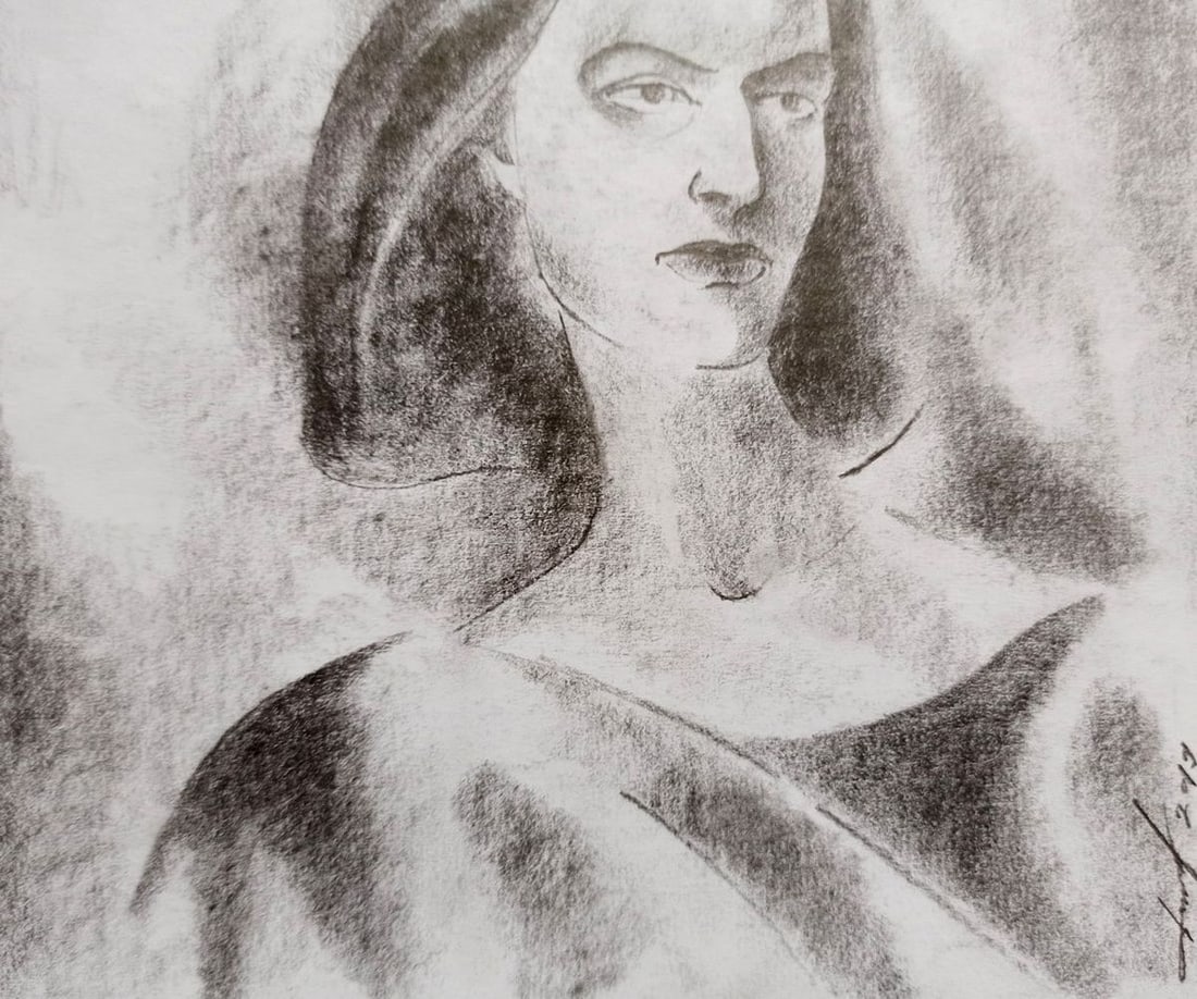 Abstract pencil painting Portrait of a girl Peter Tovpev - 3