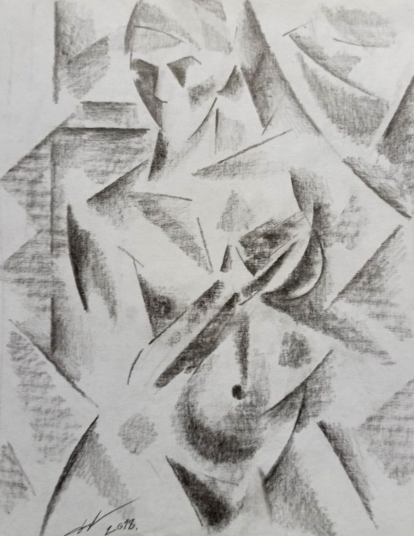 Abstract pencil painting Portrait of a naked girl Peter Tovpev: Title: Abstract pencil painting Portrait of a naked girl Peter Tovpev Description: NoDobr 568 *** ABOUT THIS PAINTING *** * TITLE: "Portrait of a naked girl" * ARTISTS: Peter Tovpev * SIZE: 21x18 cm/'
