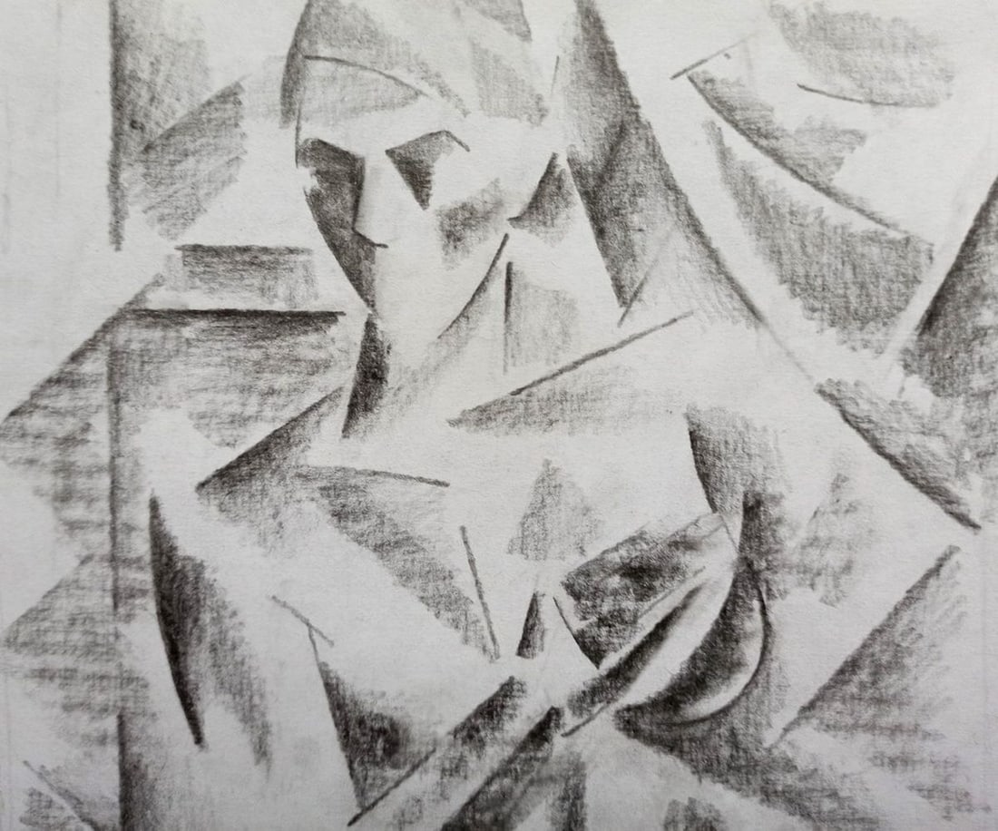 Abstract pencil painting Portrait of a naked girl Peter Tovpev - 2