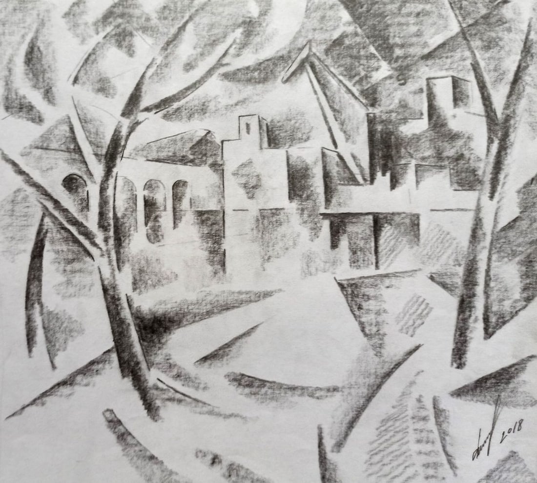 Abstract pencil painting Urban landscape Peter Tovpev (1 of 4)