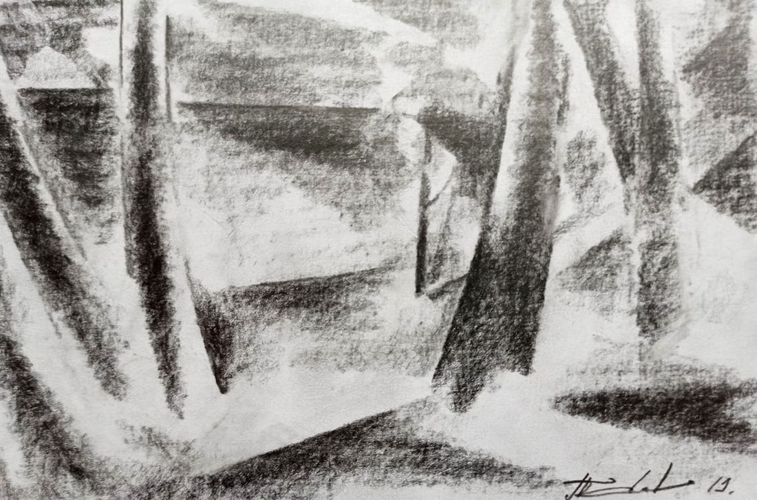 Abstract pencil painting Summer landscape Peter Tovpev - 3