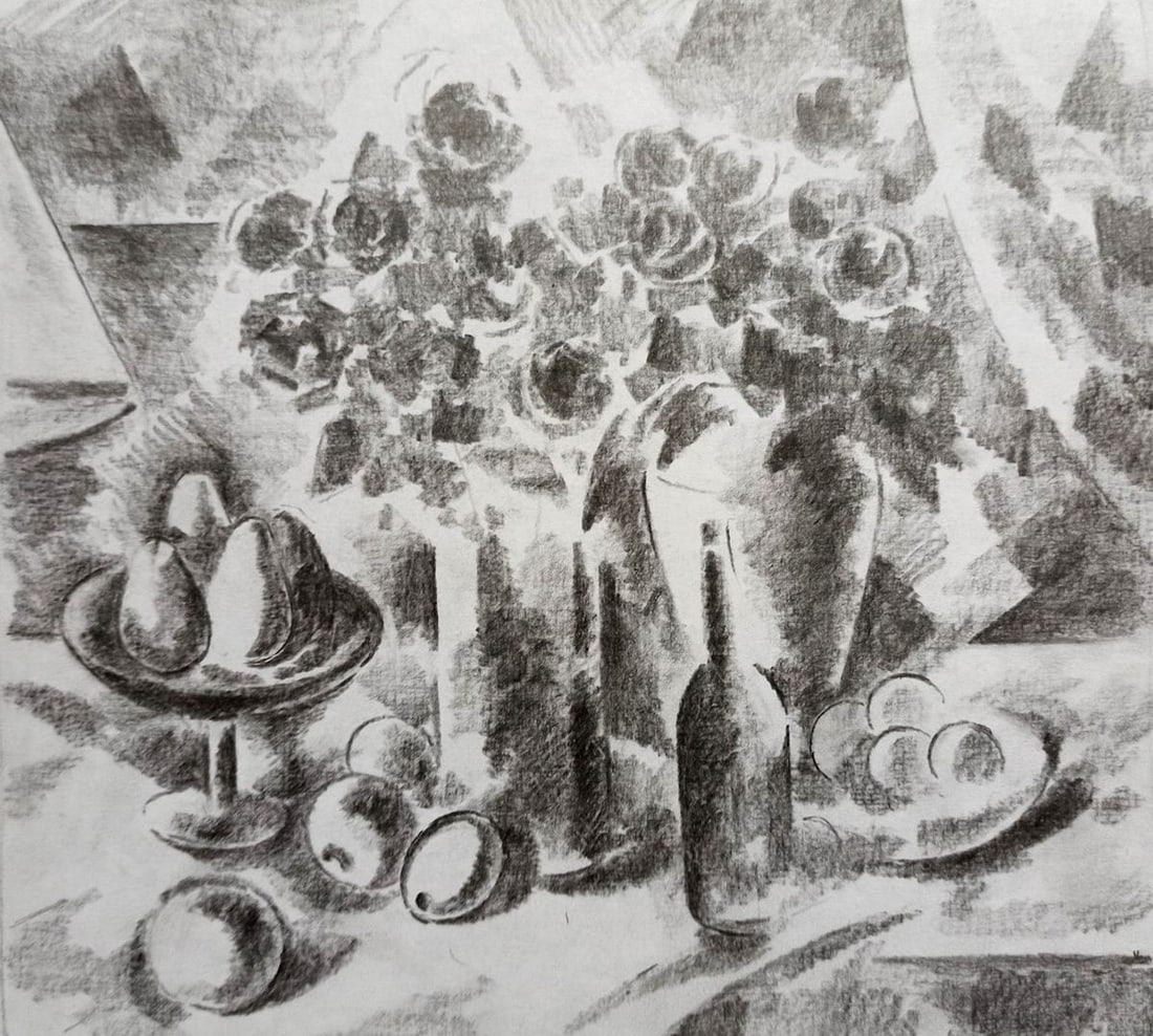 Pencil painting Still life Peter Tovpev: Title: Pencil painting Still life Peter Tovpev Description: NoDobr 572 *** ABOUT THIS PAINTING *** * TITLE: "Still life" * ARTISTS: Peter Tovpev * SIZE: 20x18 cm/'7.87x7.08 inches' * MEDIUM: pencil,