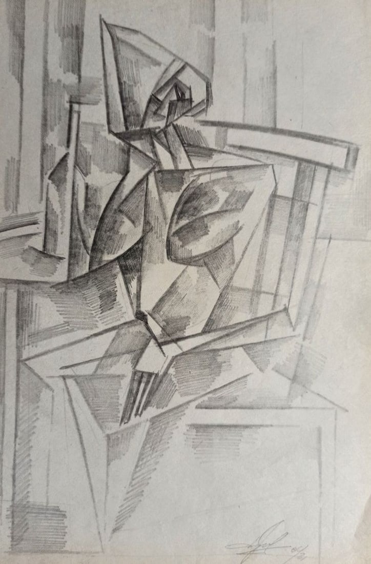 Abstract pencil painting At the table Peter Tovpev (1 of 4)