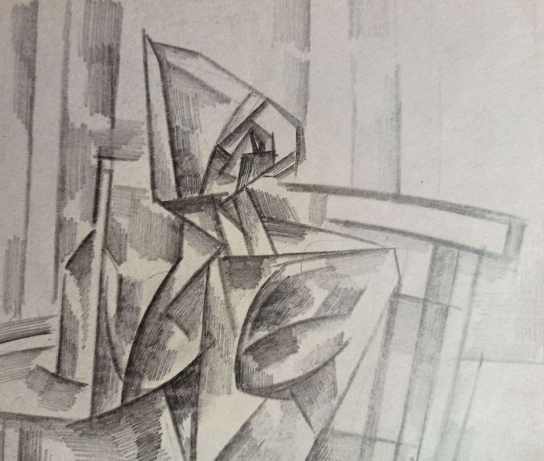 Abstract pencil painting At the table Peter Tovpev - 2