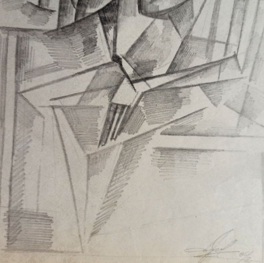 Abstract pencil painting At the table Peter Tovpev - 3