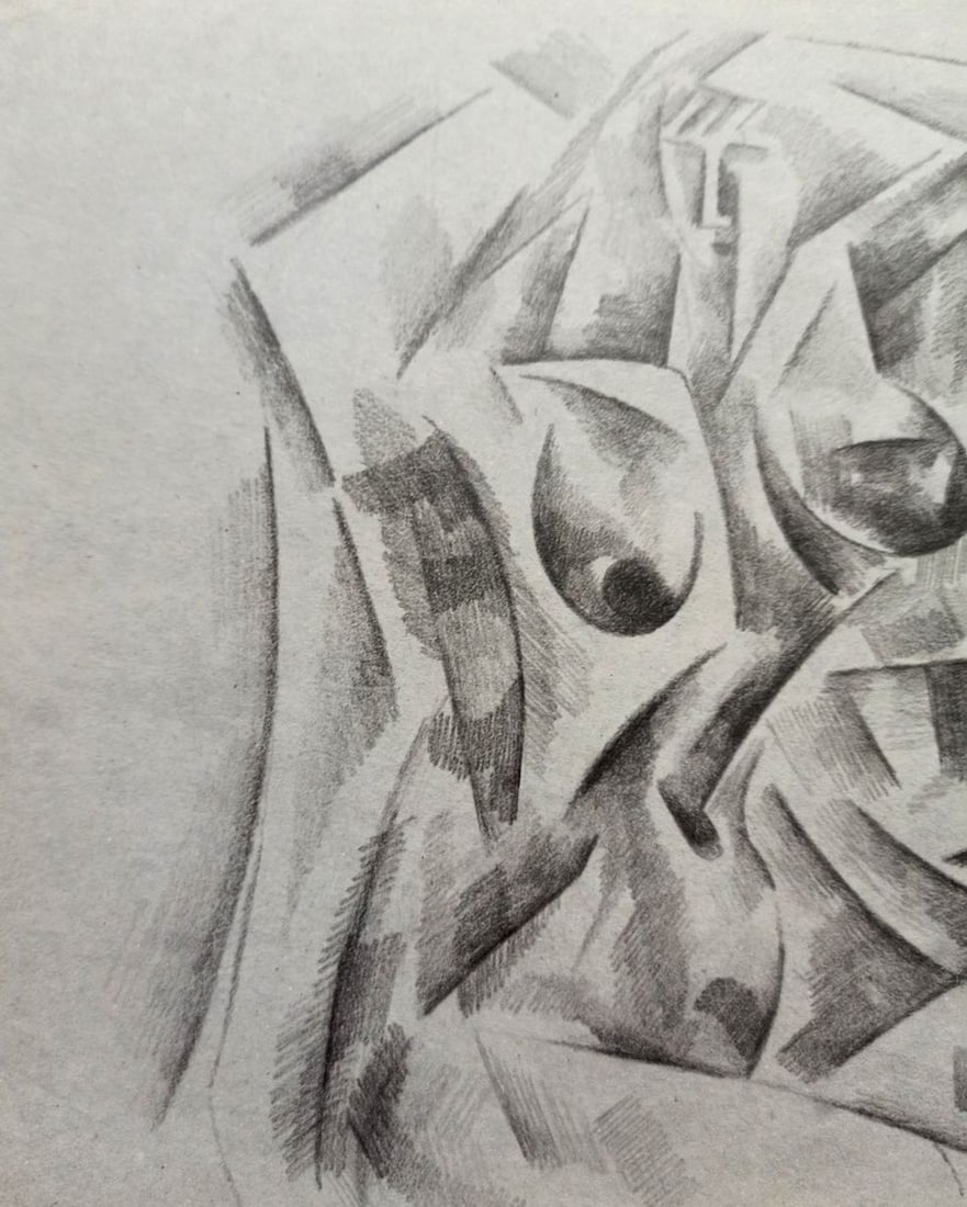 Abstract pencil painting Portrait of a naked girl Peter Tovpev - 2