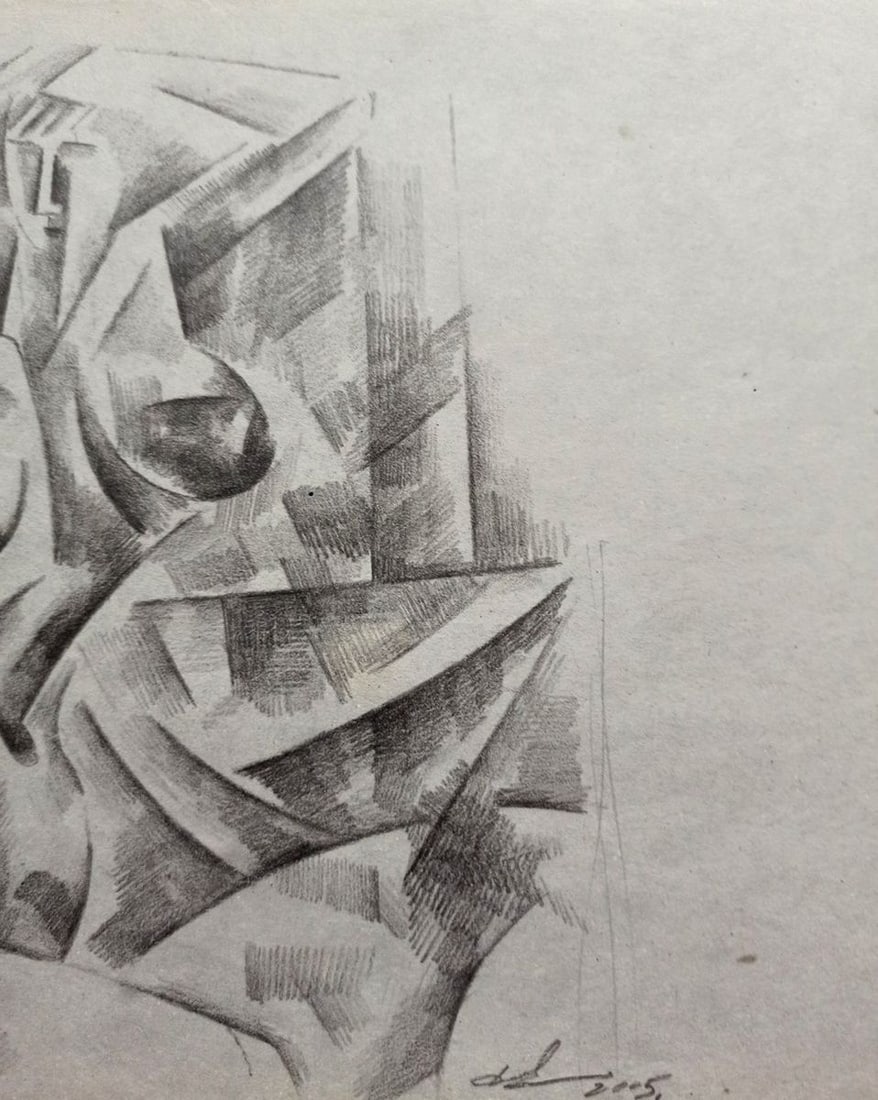 Abstract pencil painting Portrait of a naked girl Peter Tovpev - 3