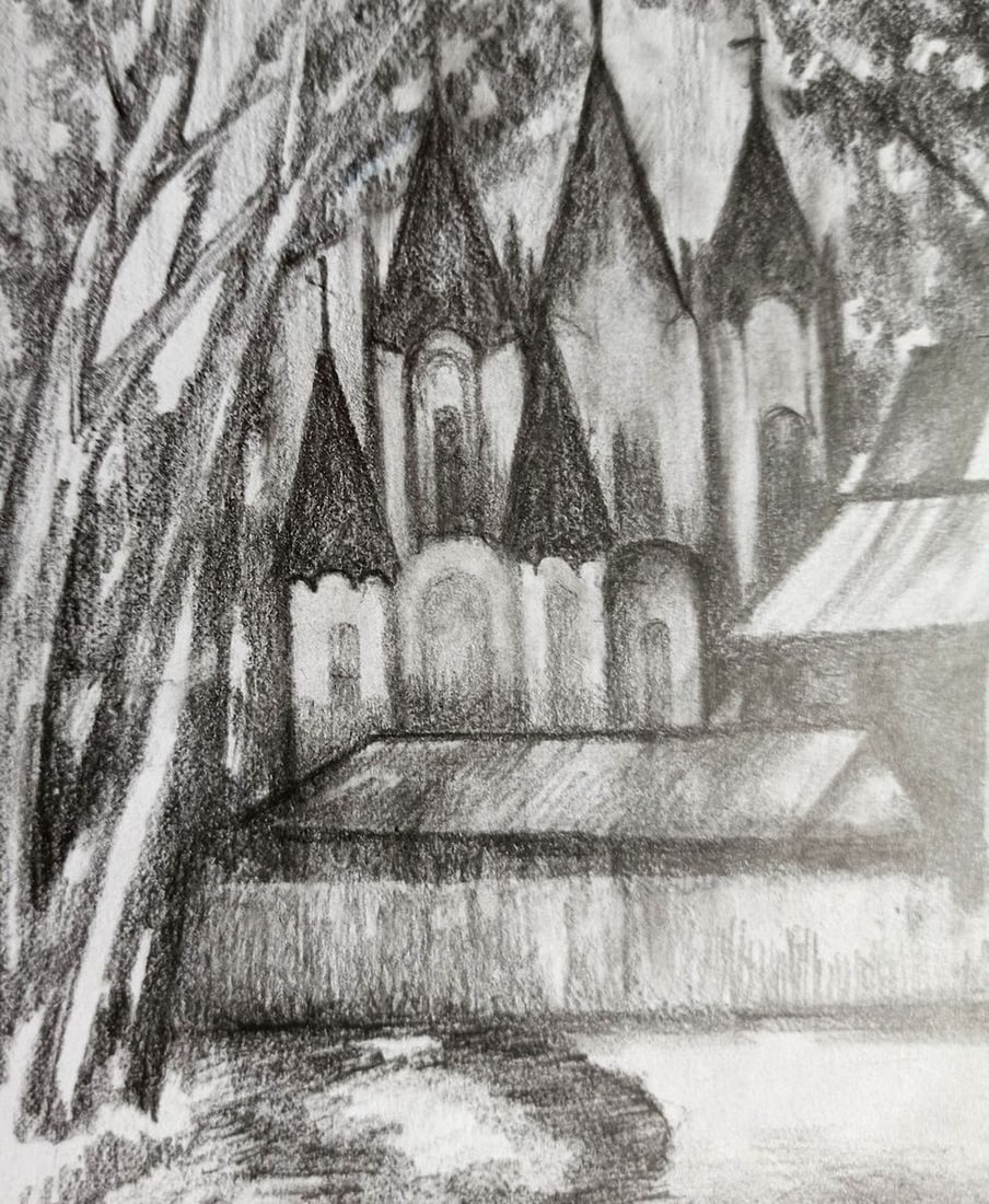 Pencil painting City landscape Peter Tovpev - 3