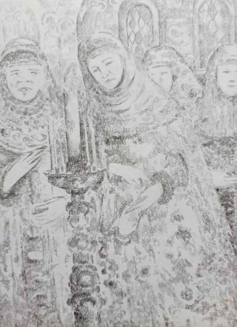 Pencil painting In the monastery Peter Tovpev - 3