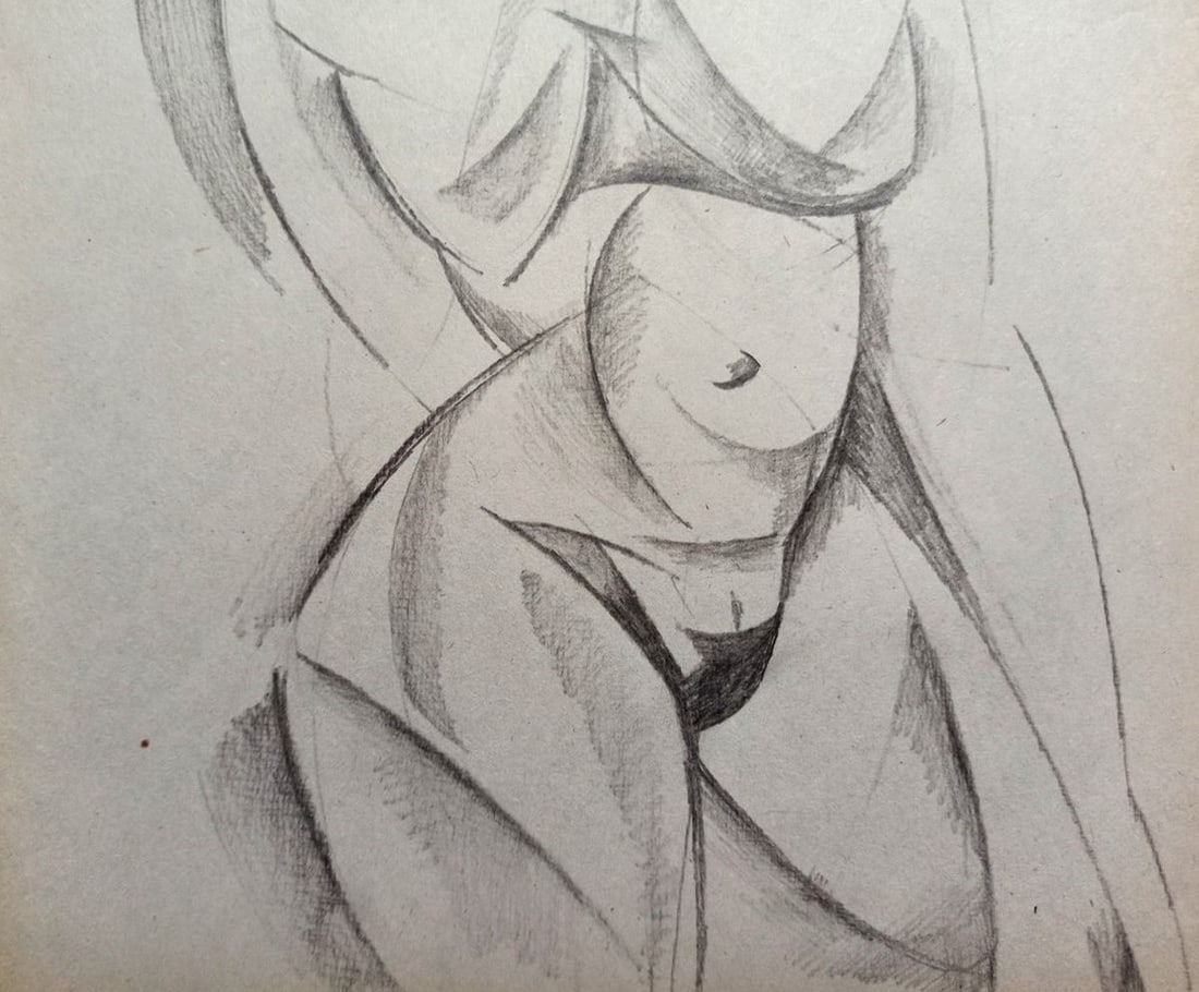 Abstract pencil painting Portrait of a naked girl Peter Tovpev - 3