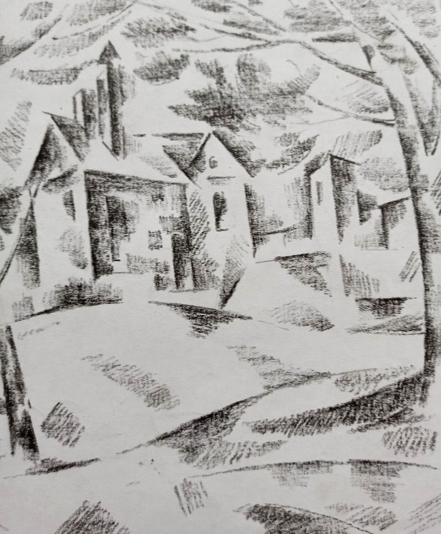 Abstract pencil painting City landscape Peter Tovpev - 3