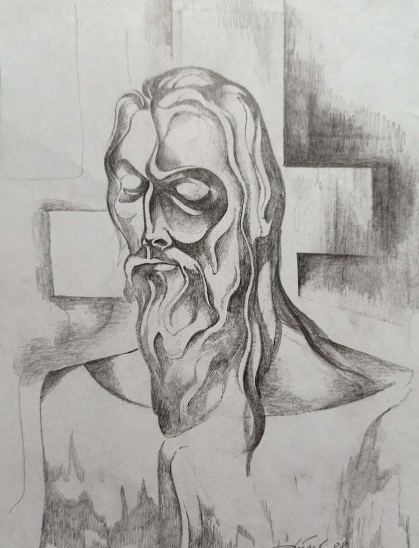 Abstract pencil painting Portrait of a man Peter Tovpev: Title: Abstract pencil painting Portrait of a man Peter Tovpev Description: NoDobr 603 *** ABOUT THIS PAINTING *** * TITLE: "Portrait of a man" * ARTISTS: Peter Tovpev * SIZE: 26x20 cm/'10.23x7.87 inc