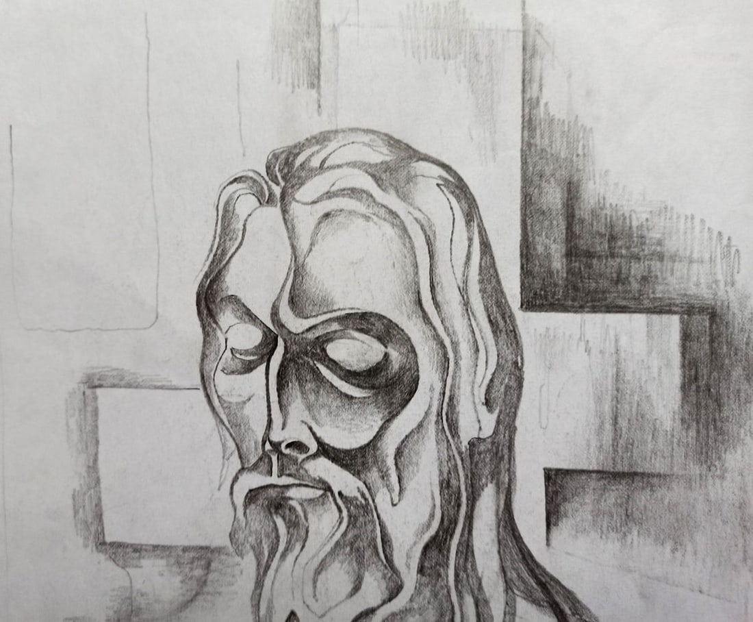 Abstract pencil painting Portrait of a man Peter Tovpev - 2