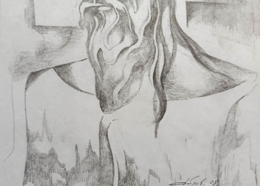 Abstract pencil painting Portrait of a man Peter Tovpev - 3