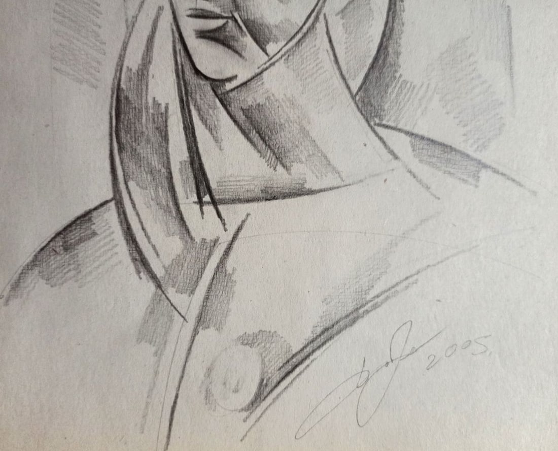 Abstract pencil painting Portrait of a man Peter Tovpev - 3