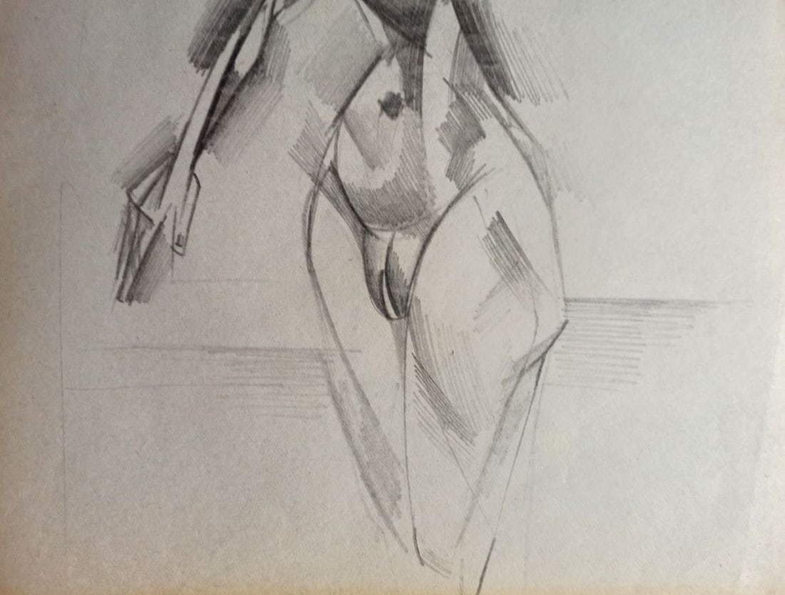 Abstract pencil painting Portrait of a naked girl Peter Tovpev - 3