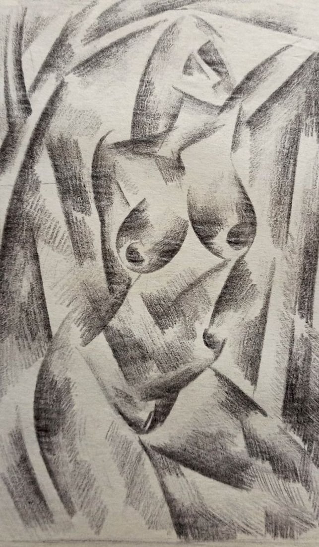 Abstract pencil painting Portrait of a naked girl Peter Tovpev: Title: Abstract pencil painting Portrait of a naked girl Peter Tovpev Description: NoDobr 607 *** ABOUT THIS PAINTING *** * TITLE: "Portrait of a naked girl" * ARTISTS: Peter Tovpev * SIZE: 20x12 cm/'