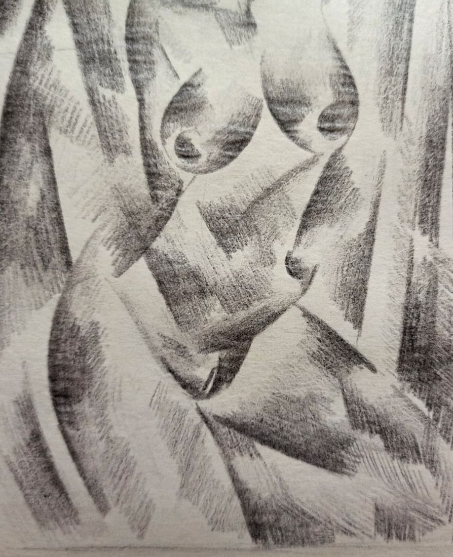 Abstract pencil painting Portrait of a naked girl Peter Tovpev - 3