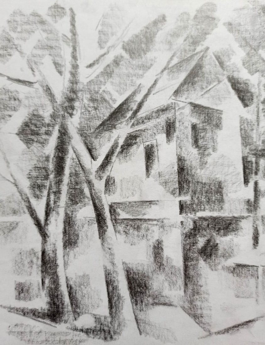 Abstract pencil painting City Park Peter Tovpev - 2