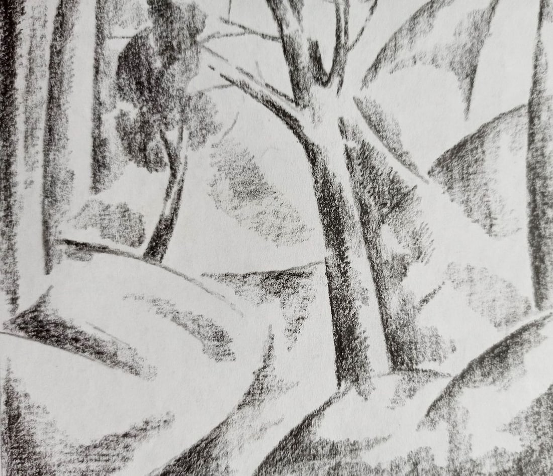 Abstract pencil painting City landscape Peter Tovpev - 3