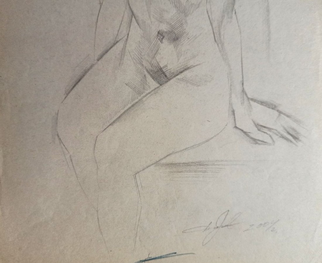 Abstract pencil painting Portrait of a naked girl Peter Tovpev - 3