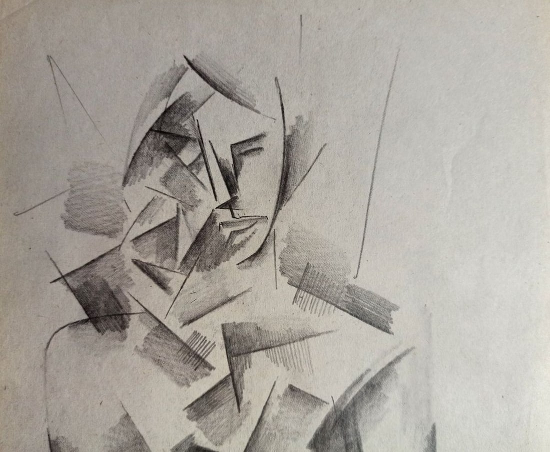 Abstract pencil painting Portrait of a naked girl Peter Tovpev - 2