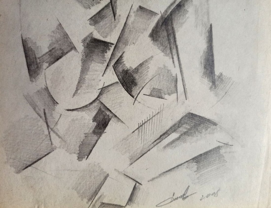 Abstract pencil painting Portrait of a naked girl Peter Tovpev - 3