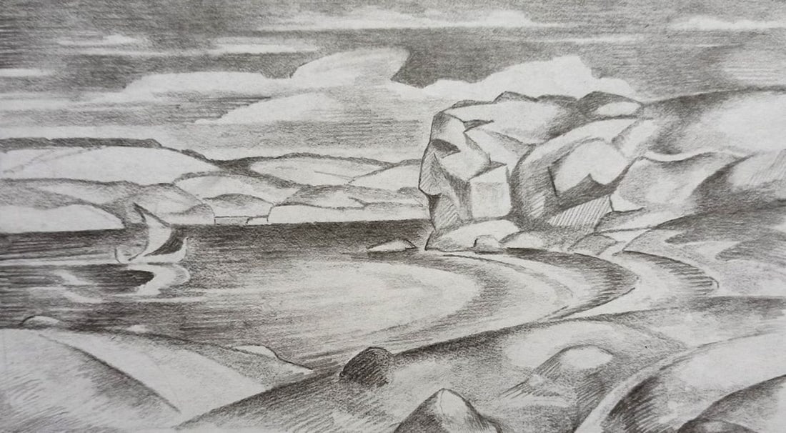 Pencil painting Ancestral land Peter Tovpev (1 of 4)