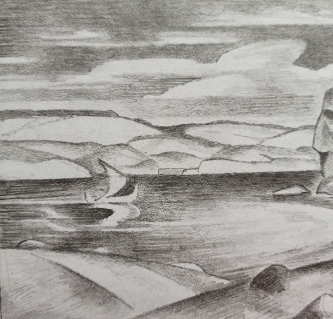 Pencil painting Ancestral land Peter Tovpev - 2