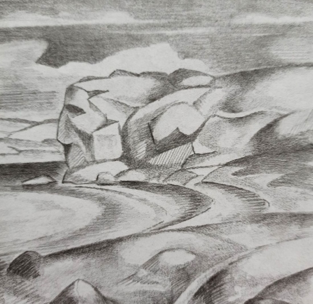 Pencil painting Ancestral land Peter Tovpev - 3