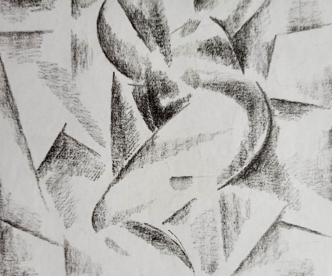 Abstract pencil painting Portrait of a naked girl Peter Tovpev - 3