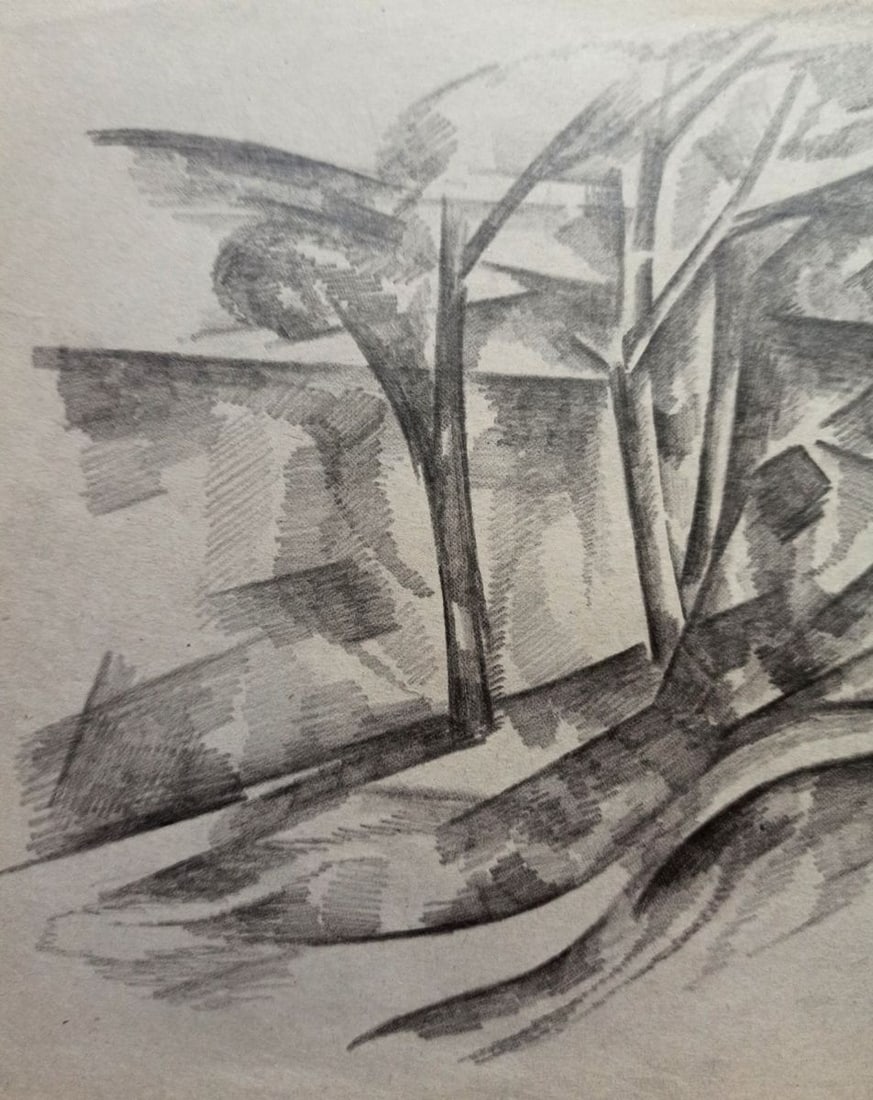 Abstract pencil painting On the shore Peter Tovpev - 2