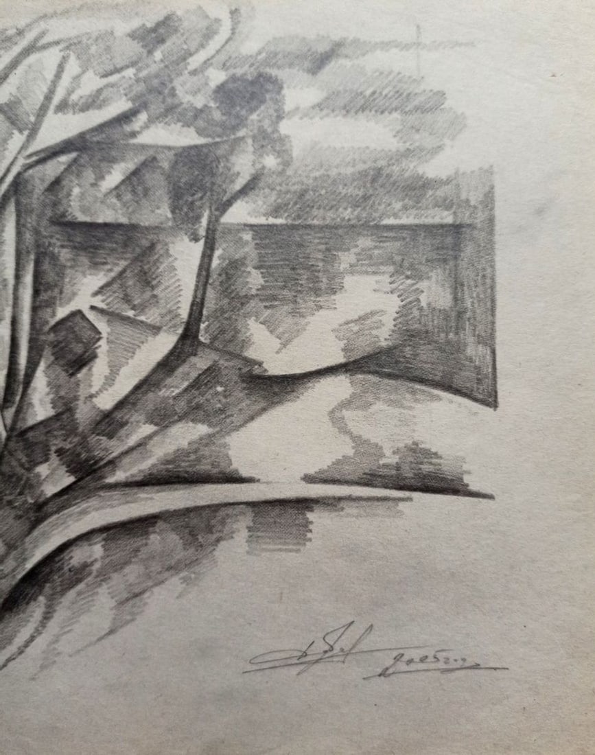 Abstract pencil painting On the shore Peter Tovpev - 3