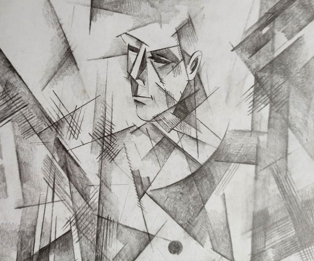 Abstract pencil painting Portrait of a man Peter Tovpev - 2