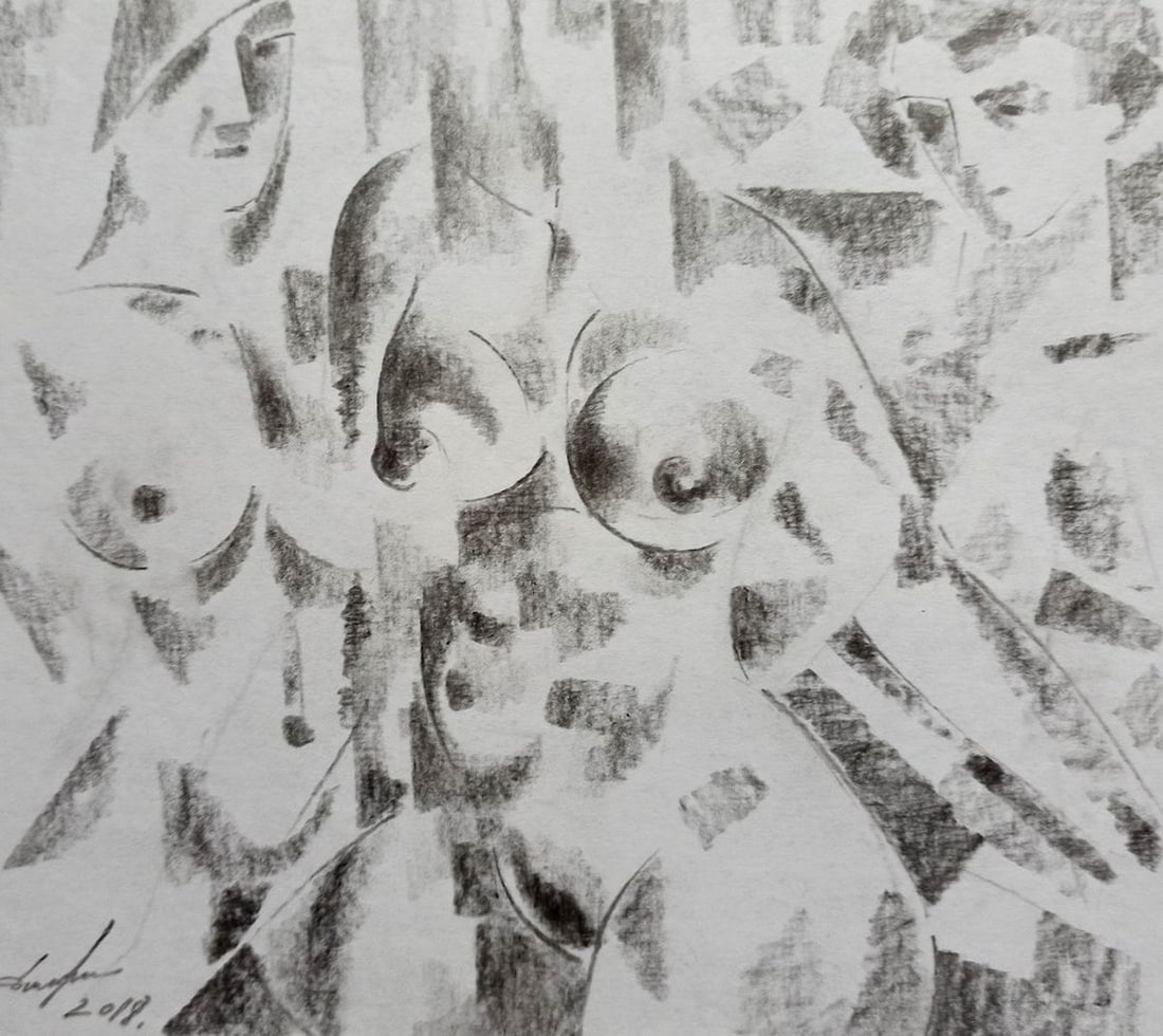 Abstract pencil painting Portrait of naked girls Peter Tovpev: Title: Abstract pencil painting Portrait of naked girls Peter Tovpev Description: NoDobr 632 *** ABOUT THIS PAINTING *** * TITLE: "Portrait of naked girls" * ARTISTS: Peter Tovpev * SIZE: 16x18 cm/'6.