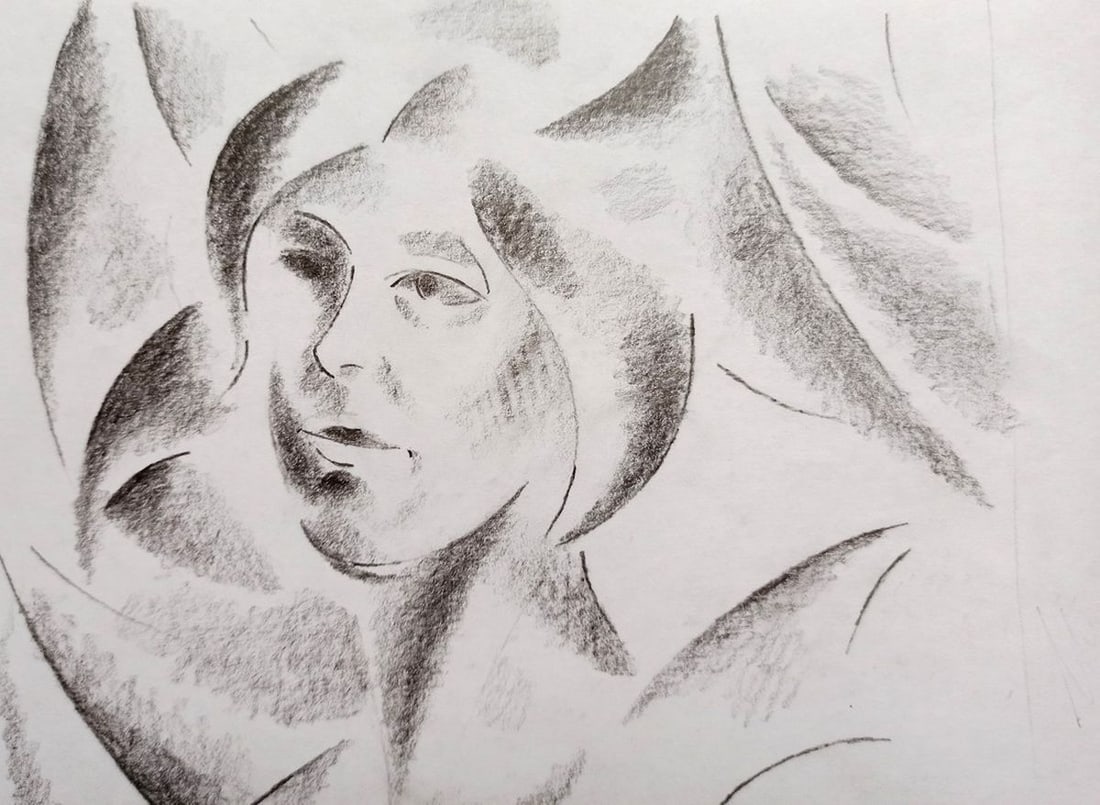 Abstract pencil painting Portrait of a girl Peter Tovpev - 2