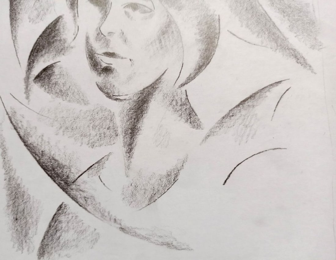 Abstract pencil painting Portrait of a girl Peter Tovpev - 3